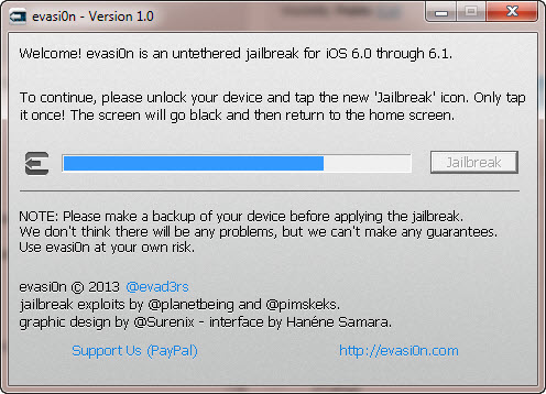 evasi0n Jailbreak for iOS 6.x - Unlock Device & Tap Jailbreak Icon
