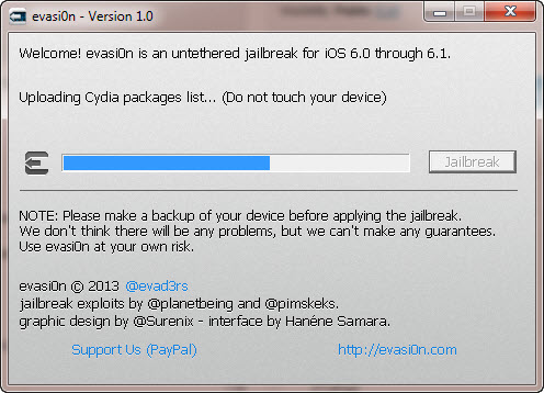 evasi0n Jailbreak for iOS 6.x - Upload Cydia Packages List