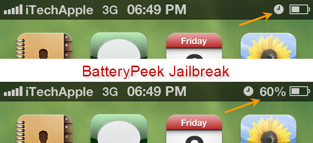 BatteryPeek Jailbreak Tweak to Control When Battery Percentage Shows on Your iOS Device